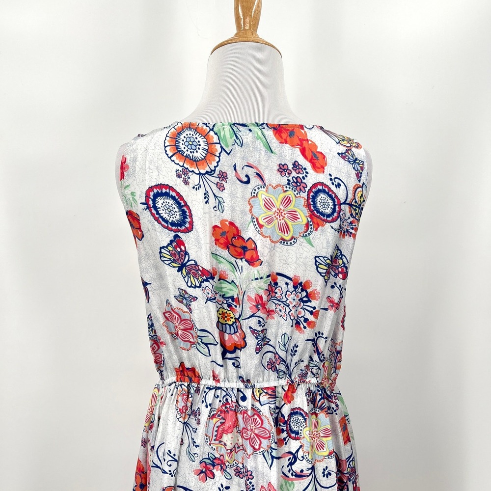 SUNDANCE Dress Womens Small Light Gray Multi Floral Print Silk Sleeveless Maxi - Picture 5 of 16